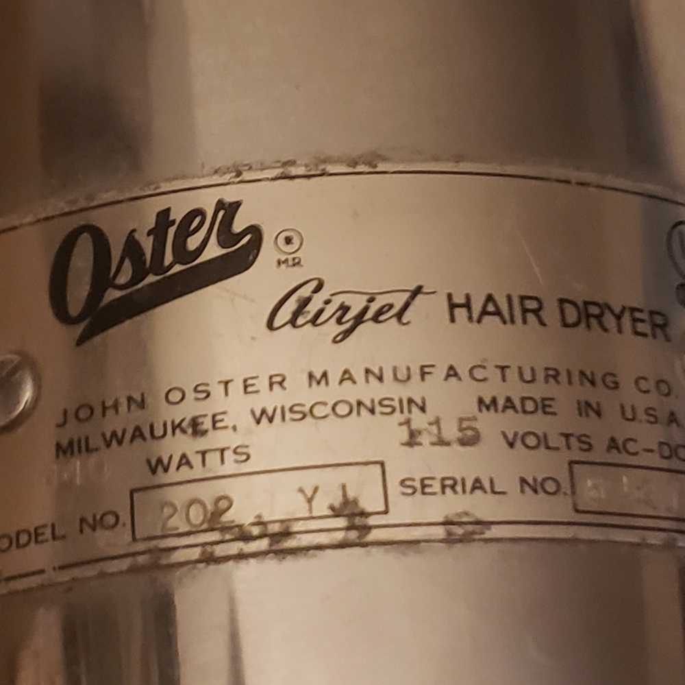 Antique Oster Airjet Model 202 y.1 Stationary Hair Dryer